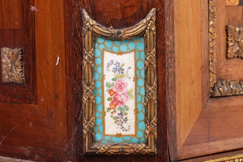 Lot 151 - A French parquetry inlaid, mahogany...