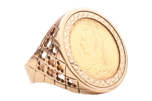 Lot 5 - An 1888 Victorian sovereign mounted in a ring,...