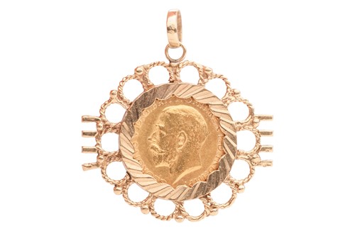 Lot 4 - A 1926 George V half-sovereign, mounted in a...