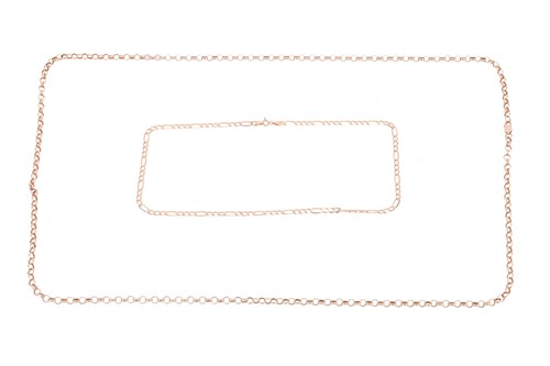 Lot 6 - Two chains, the first a 9ct yellow gold chain...