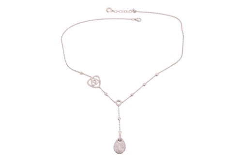 Lot A pavé-set diamond necklace, with a suspended...