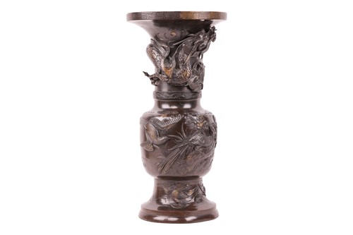 Lot 89 - A large Japanese bronze baluster vase, Meiji...