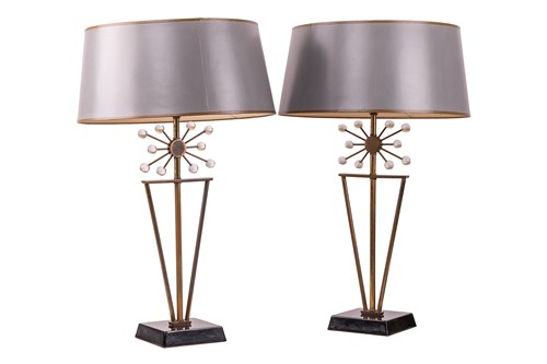 Lot 117 - A pair of mid-century pendant table lamps,...