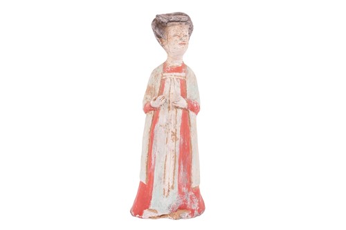 Lot 125 - A Chinese pottery funerary figure of a female...