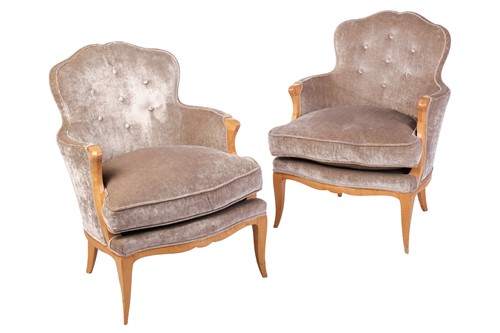 Lot 57 - A pair of Biedermeier-style sugar maple framed...