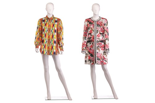 Lot 110 - A Celine printed silk shirt with button...