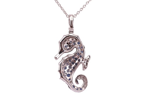 Lot 56 - A gem-set seahorse pendant, pavé-set with...