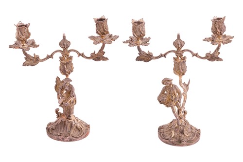 Lot 293 - A pair of heavy cast silver figural...