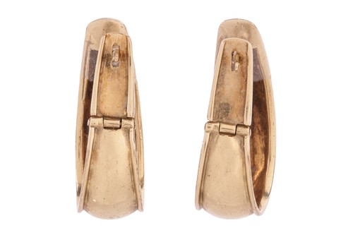 Lot 13 - A pair of curved hoop earrings, set in 9ct...