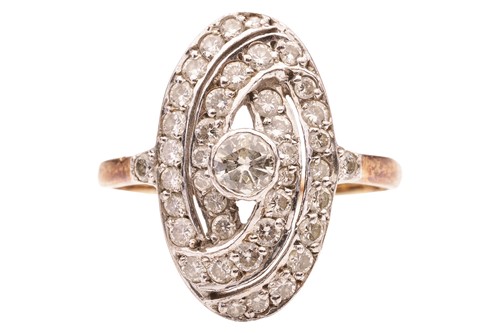 Lot 82 - An Edwardian diamond-set plaque ring, of oval...