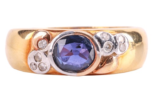 Lot A sapphire and diamond-set ring, featuring an...