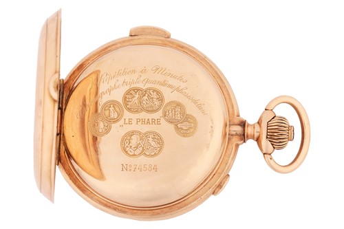 Lot 257 - A La Phare, a fine 14-carat gold cased minute...