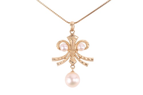 Lot 64 - Mikimoto - a cultured pearl drop pendant,...