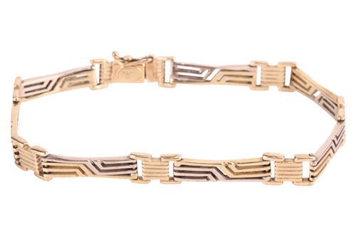 Lot 126 - A fancy link bracelet, composed of pierced...