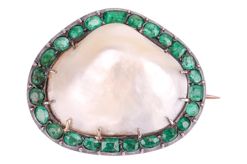 Lot 6 - A Victorian baroque pearl brooch, with an...