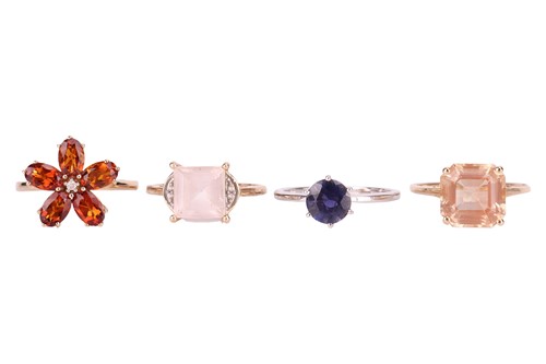 Lot 88 - Four gem-set rings in 9ct gold; to include a...