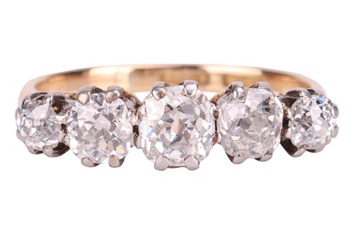 Lot 179 - A diamond five stone ring, claw-set with five...