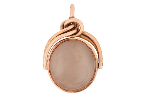 Lot 109 - An intaglio swivel pendant, set in15ct gold...