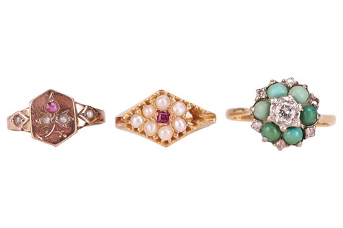 Lot 87 - Three various gem-set rings; to include a...
