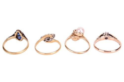 Lot 85 - Four gem-set rings; to include a three-stone...