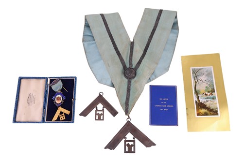 Lot 63 - A silver gilt enamelled and 15ct gold Masonic...