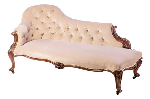 Lot 255 - A Victorian serpent-backed rosewood chaise...