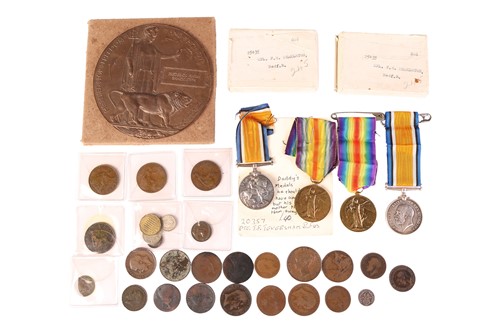 Lot 223 - A WWI memorial death plaque, with original...