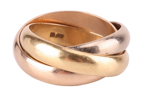 Lot 2 - A trinity ring in 18ct tri-coloured gold, with...