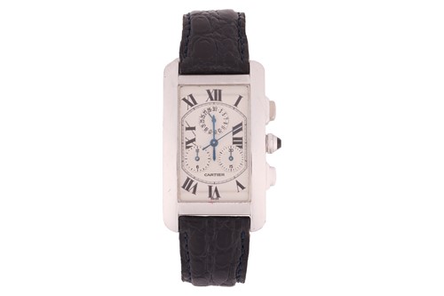 Lot 243 - A Cartier Tank Americaine Chronograph 18 Carat...