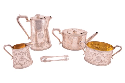 Lot 300 - A Victorian silver four-piece tea and coffee...