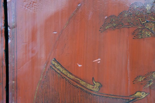 Lot 230 - A traditional Chinese red and black lacquer...