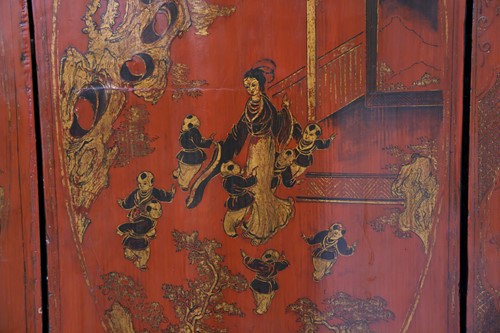 Lot 230 - A traditional Chinese red and black lacquer...