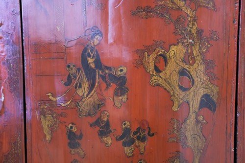 Lot 230 - A traditional Chinese red and black lacquer...