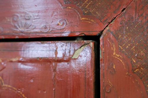 Lot 230 - A traditional Chinese red and black lacquer...