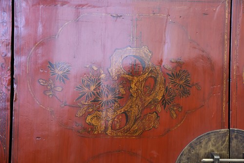 Lot 230 - A traditional Chinese red and black lacquer...