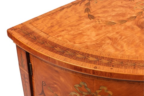 Lot 239 - A George III satinwood and marquetry demi-lune...