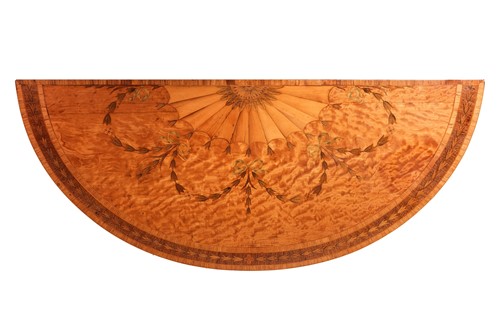 Lot 239 - A George III satinwood and marquetry demi-lune...