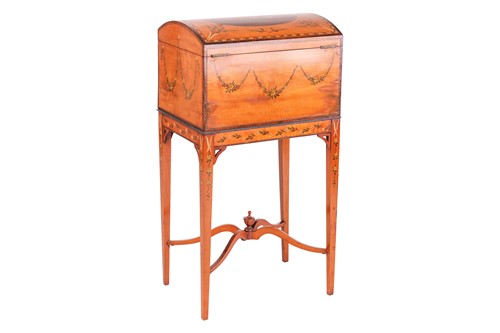 Lot 244 - An Edwardian dome-topped painted satinwood box...