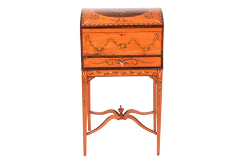 Lot 244 - An Edwardian dome-topped painted satinwood box...