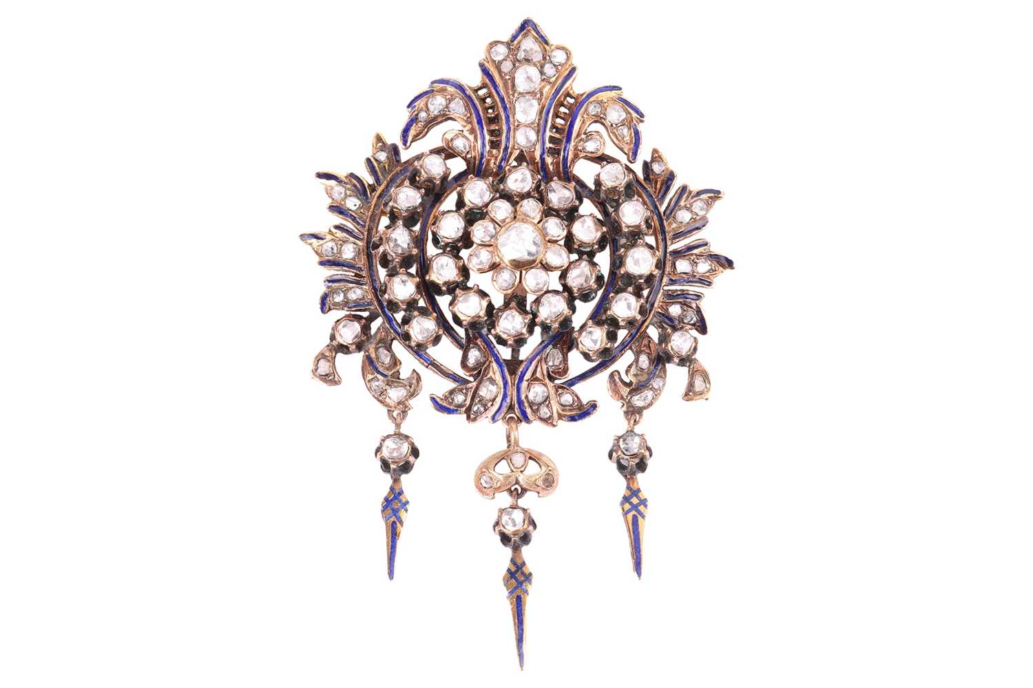 Lot 55 - A Victorian diamond-set stomacher brooch cum...