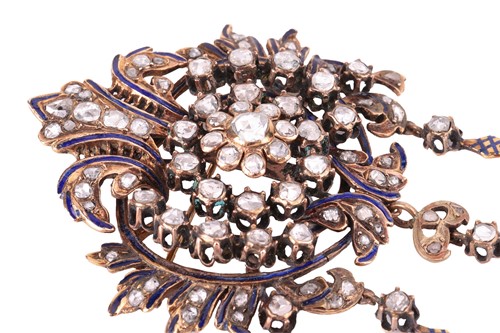 Lot 55 - A Victorian diamond-set stomacher brooch cum...