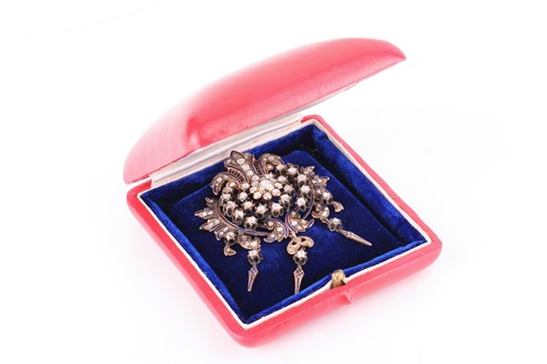Lot 55 - A Victorian diamond-set stomacher brooch cum...