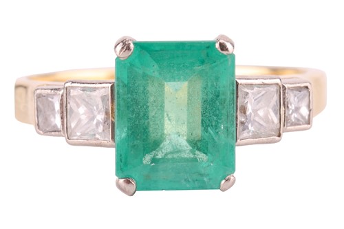 Lot An emerald and diamond-set dress ring,...