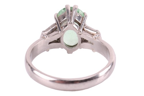 Lot 37 - A tourmaline and diamond dress ring, centred...
