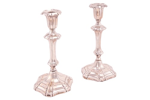 Lot 303 - A pair of Victorian silver candlesticks, of...