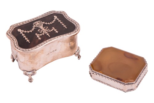 Lot 311 - A silver and tortoiseshell trinket box and a...