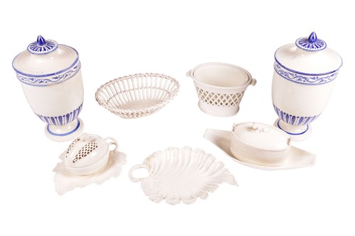 Lot 338 - A small collection of creamware porcelain;...