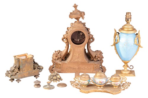 Lot 331 - A pair of Sevres porcelain bleu celeste vases,...