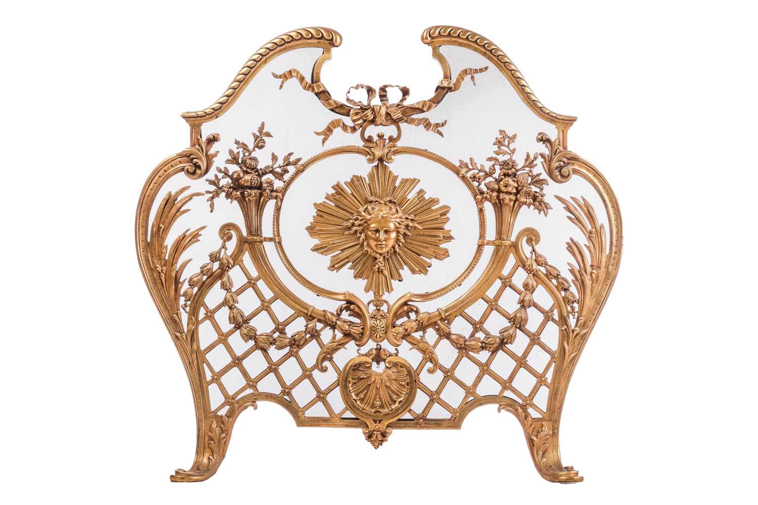 Lot 190 - A Louis V style gilt metal fire screen, with...