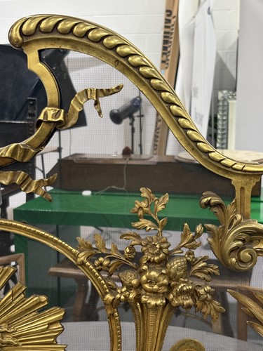Lot 190 - A Louis V style gilt metal fire screen, with...